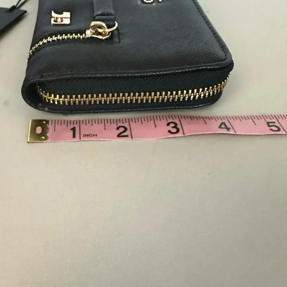 Joe's Womens Nexus Clutch Purse Black Gold Logo Zips Around‎ 4